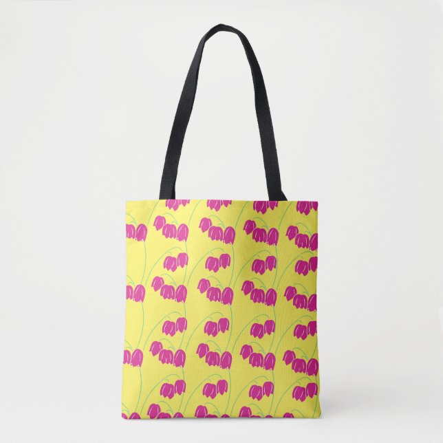 Bolsa Tote Colírio cor-de-rosa, amarelo floral (Frente)
