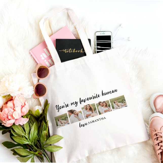 Bolsa Tote Collage Casal Photo & You Are My Favorite Human (Criador carregado)