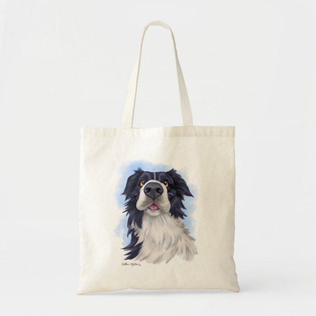 Bolsa Tote Collie de Desenho Animado Divertido  (Frente)