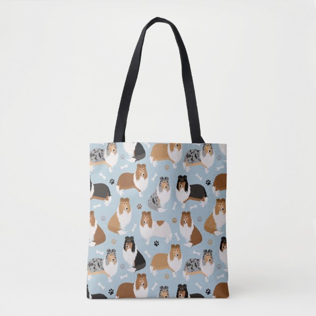 Bolsa Tote Collie Paws e Ossos (Frente)