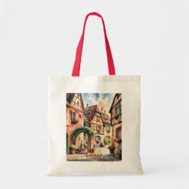 Bolsa Tote Colmar France Alsace Watercolor Travel Custom Text