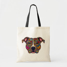 Bolsa Tote Color Therapy Butterfly Dog Portrait Pitbull Mama