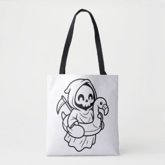 Bolsa Tote Color Your Own Grim Reaper Flamingo Floatie