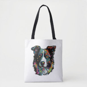 Bolsa Tote Colorepup Portraits's Border Collie Art