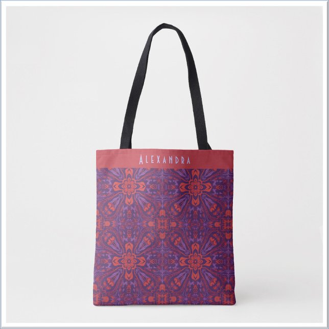 Bolsa Tote Colorful Batik Red & Purple Abstract (Criador carregado)