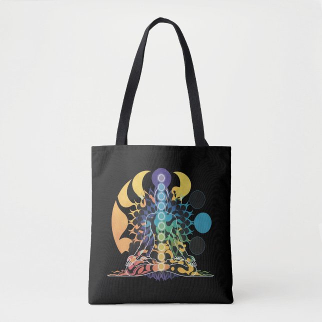 Bolsa Tote Colorful Cosmic Chakra Meditation Spiritual Energy (Frente)