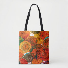 Bolsa Tote Colorful, Decorated Umbrellas on Reusable Grocery