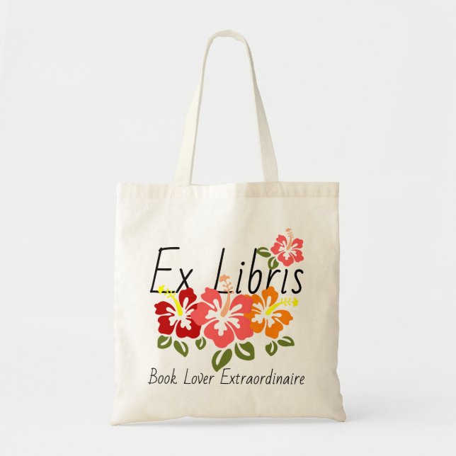 Bolsa Tote Colorful Hibiscus Book Lover (Frente)