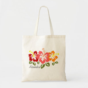 Bolsa Tote Colorful Hibiscus Trio Personalized