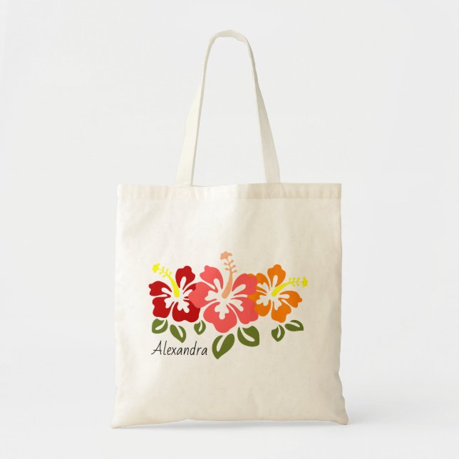 Bolsa Tote Colorful Hibiscus Trio Personalized (Frente)