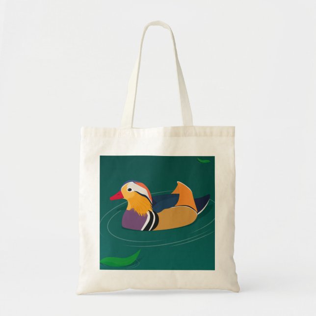 Bolsa Tote Colorful Mandarin Duck Modern Digital Art (Frente)