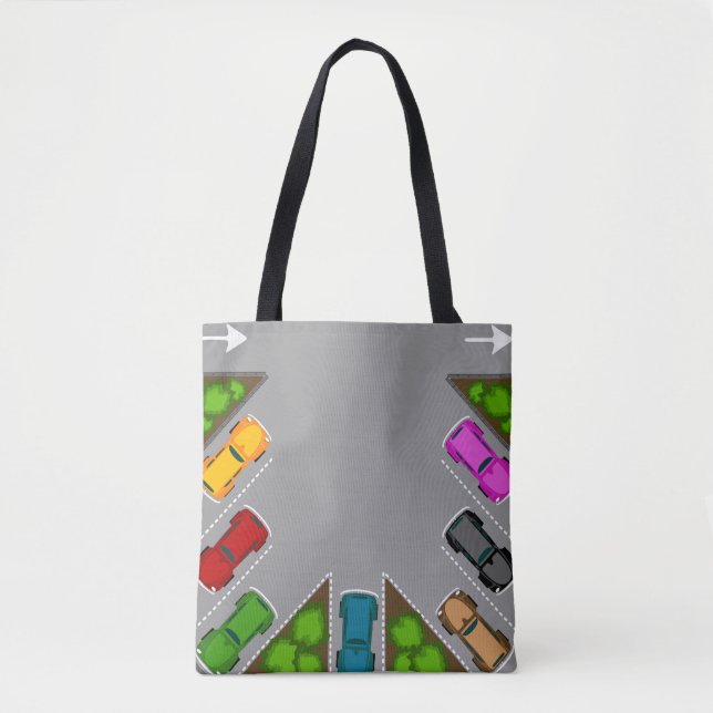 Bolsa Tote Colorful Parking Lot Overhead View Car Enthusiast (Frente)