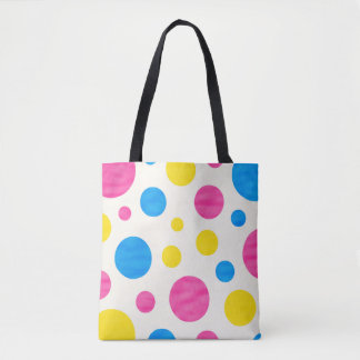 Bolsa Tote Colorful Polka Dots Pink Blue Yellow Retro