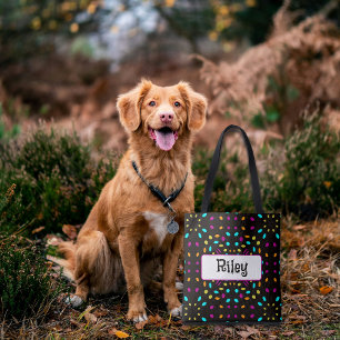 Bolsa Tote Colorful retro dots 80s inspired black