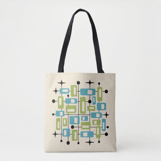 Bolsa Tote Colorful Retro Mid Century Modern Atomic Abstract (Frente)