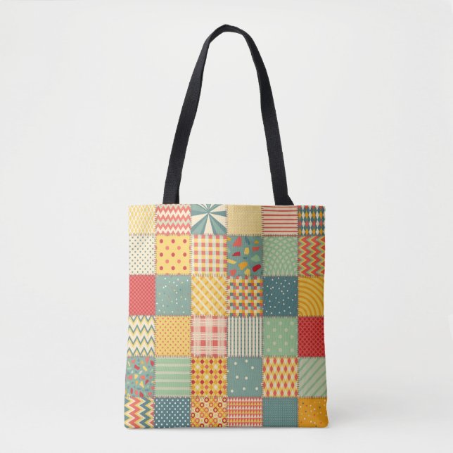 Bolsa Tote Colorful seamless patchwork pattern with abstract  (Frente)