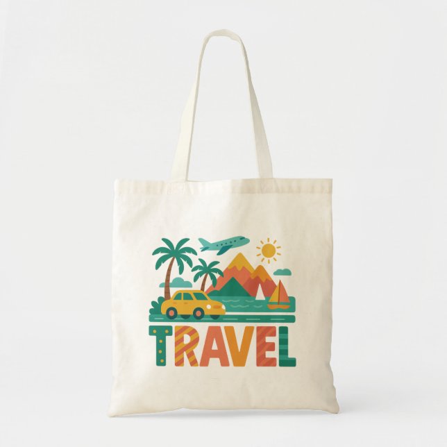 Bolsa Tote Colorful Travel Vacation Adventure (Frente)