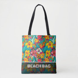 Bolsa Tote Colorful Tropical Flowers Pattern