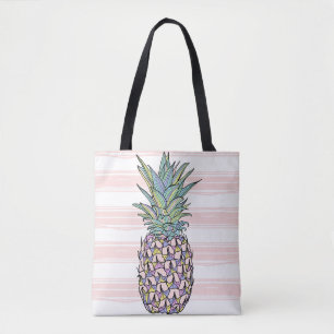 Bolsa Tote Colorful vintage pineapple illustration.