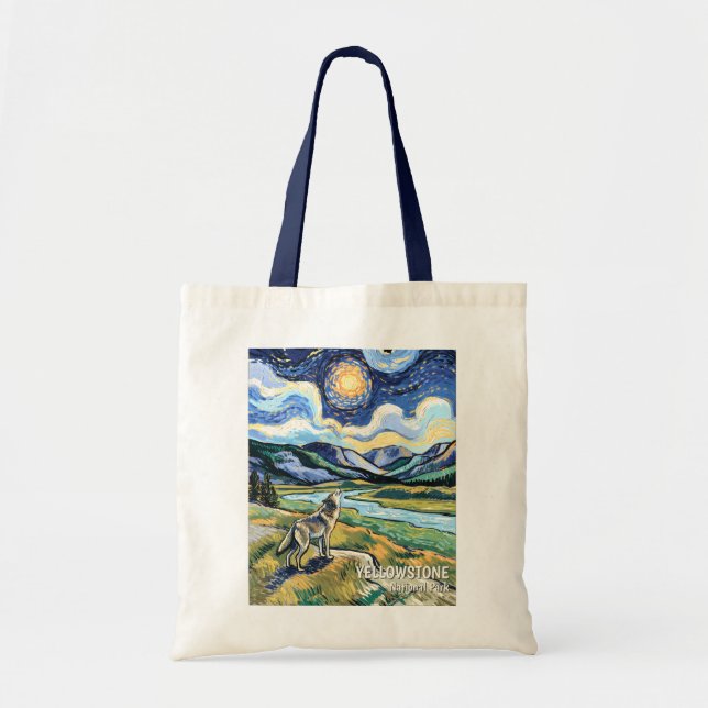 Bolsa Tote Colorful Yellowstone National Park Wolf Howling (Frente)