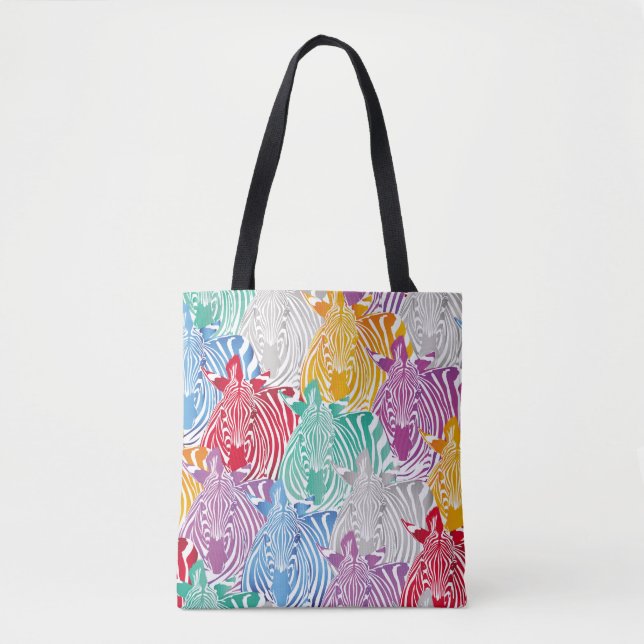 Bolsa Tote Colorful zebra seamless pattern. Wild animal textu (Frente)
