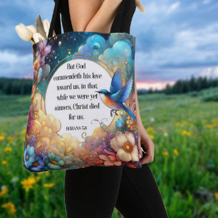 Bolsa Tote Colorida Art Nouveau Bíblia Verse Christian