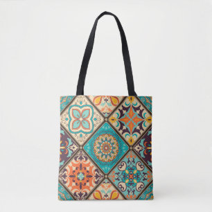Bolsa Tote Colorida azulejo de retalhos: Motivos islâmicos.