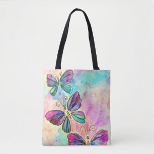 Bolsa Tote Colorida Borboletas Voadoras Primavera