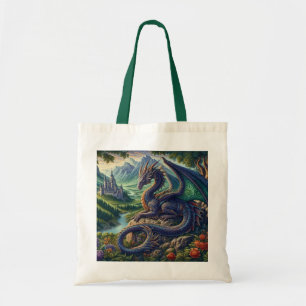 Bolsa Tote Colorida, castelo Dragão Medieval