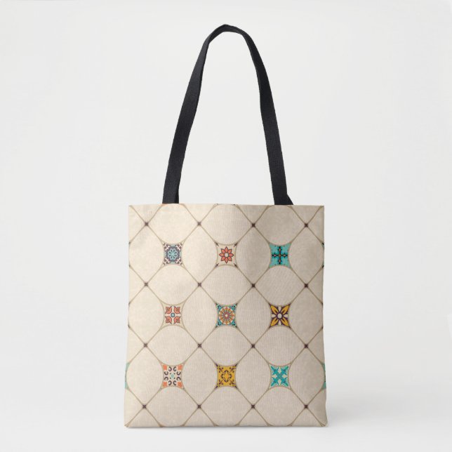 Bolsa Tote Colorida Colchwork Islam Azulejo Árabe (Frente)