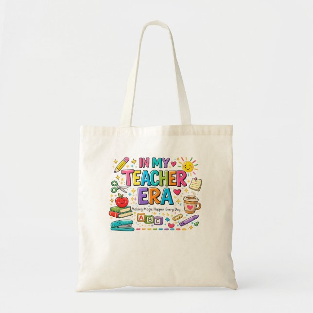 Bolsa Tote Colorida da Era do Meu Professor (Frente)