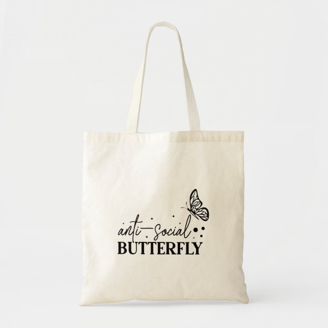 Bolsa Tote Colorida de Borboleta Divertida (Frente)