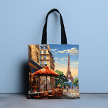 Bolsa Tote Colorida French Cafe Torre Eiffel Paris França<br><div class="desc">O Colorido Café Francês Torre Eiffel Paris France Tote Bags apresenta um café e uma arquitetura franceses coloridos com a Torre Eiffel em segundo plano. Criado pelo Evco Studio www.zazzle.com/store/evcostudio</div>