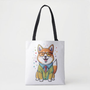 Bolsa Tote Colorida Kawaii Shiba Inu Hipster 1