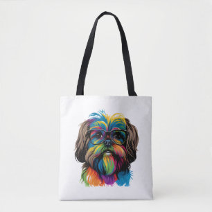 Bolsa Tote Colorida Kawaii Shorkie Nerd 1