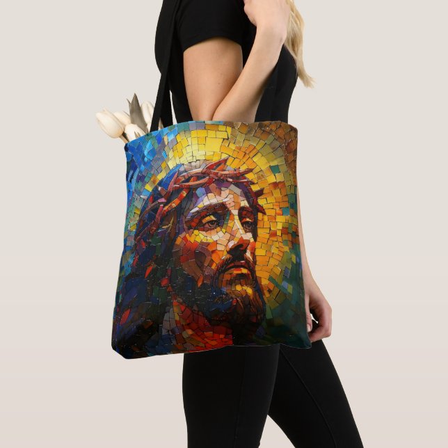 Bolsa Tote Colorida Mosaico Jesus (Close Up)