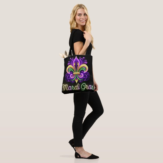 Bolsa Tote Colorida Neon Mardi Gras Fleur de lis (No(a) Modelo)