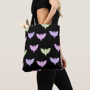Bolsa Tote Colorida Noel Rosa Púrpura Bats Verdes no Dia das