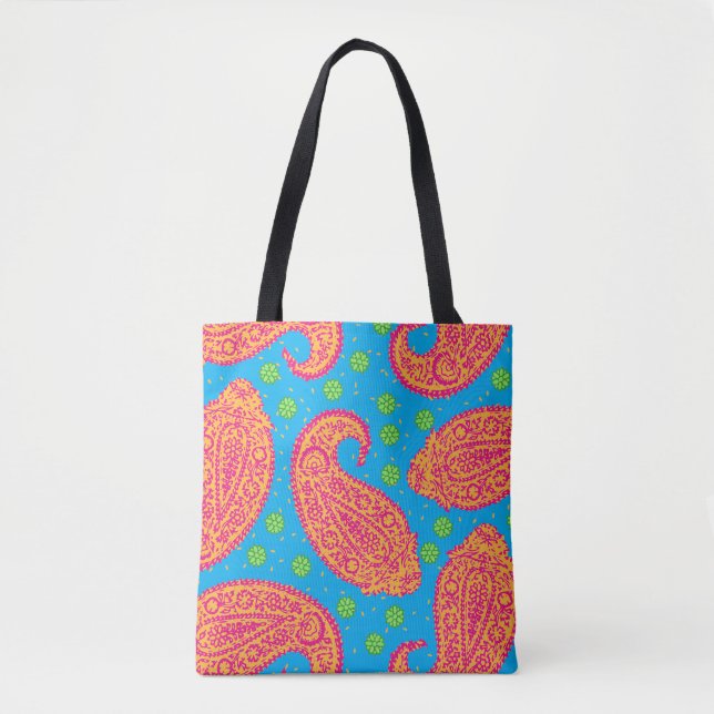 Bolsa Tote Colorida Paisley Pattern (Frente)