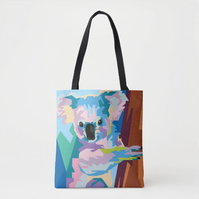 Bolsa Tote Colorida Pop Art Koala Retrato (Frente)