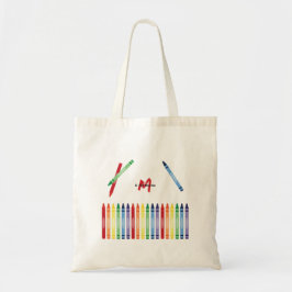 Bolsa Tote Colorida Rainbow Crayons - Escola de Monograma Cut