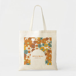 Bolsa Tote Colorida Retro Flowers Casamento em Arco dos anos