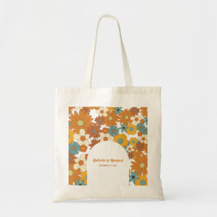 Bolsa Tote Colorida Retro Flowers Casamento em Arco dos anos