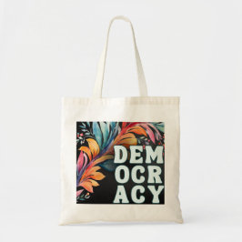 Bolsa Tote Colorida Retro Groovy Declaração Política Democrac