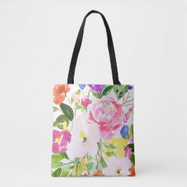 Bolsa Tote Colorida Watercolor Primavera Blooms Floral