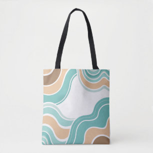 Bolsa Tote Colorido abstrato ondulado azul laranja marrom