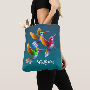 Bolsa Tote Colorido, aves-humanos no voo