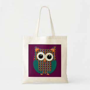 Bolsa Tote Colorido Coruja Floral no Roxo
