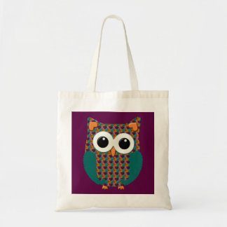 Bolsa Tote Colorido Coruja Floral no Roxo