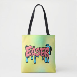 Bolsa Tote Colorido Design de Texto Gotejante de Páscoa em Es